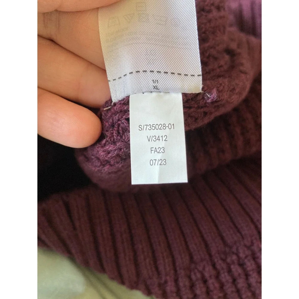 Banana Republic Mens XL Plum Waffle Knit Shawl Collar‎ Button Sweater Wool Mix